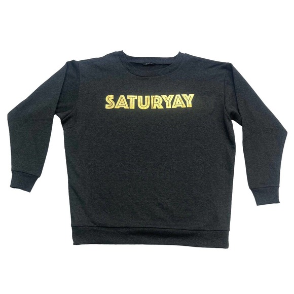 Avon Tops - Avon Sweatshirt Womens Medium M SATURYAY Dark Gray Gold Long Sleeve Pullover